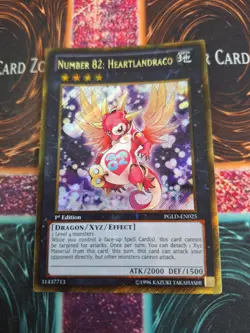 Yugioh Number 82: Heartlandraco PGLD-EN025 Gold Secret Rare 1st Edition NM - Image 1