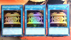 YuGiOh! 3x Gold Sarcophagus RA02-EN052 1st Edition NM SUR Playset - Image 1