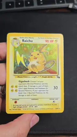 Raichu 14/62 Holo Pokemon Fossil Pokemon Card TCG WOTC DMG but very nice - Image 2