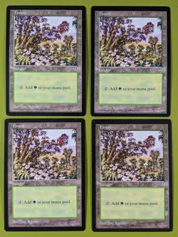 Forest (Red Tree Leaves) x4 Mirage 4x Magic the Gathering MTG - Image 1