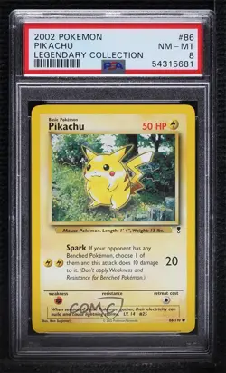 Pikachu Pokemon Legendary Collection PSA 8 2002 - Image 1