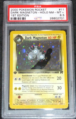 2000 POKEMON ROCKET 1ST EDITION DARK MAGNETON HOLO #11/82 PSA 8.5 NM-MT (NEAR 9) - Image 1