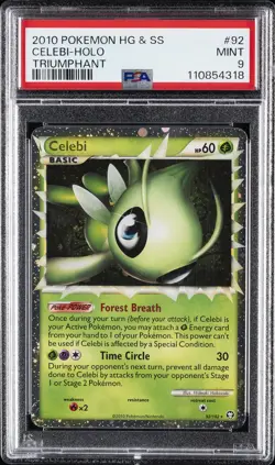 2010 POKEMON HEARTGOLD & SOULSILVER TRIUMPHANT #92 CELEBI-HOLO PSA 9 - Image 1