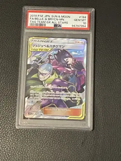 Pokemon Bellelab & Brycen Tag Team GX All Stars Japanese Full Art #194 PSA 10 - Image 1
