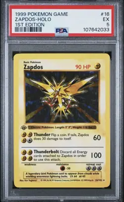 Zapdos 1st Edition Shadowless Base Set PSA 5 EX Pokemon Card - Image 1