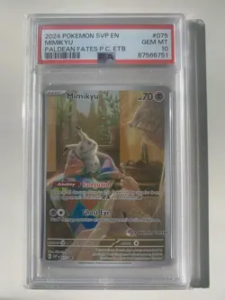 2024 POKEMON PALDEAN FATES POKEMON CENTER ETB SVP EN-SV #075 MIMIKYU PSA 10 - Image 1