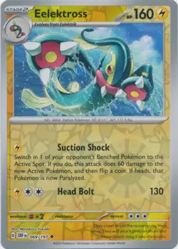 Lightly Played, English Pokemon Reverse Holo Eelektross - 069/197 - Uncommon - R - Image 1