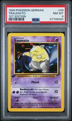 PSA 8 TRAUMATO DROWZEE 49 1ST EDITION GERMAN BASE SET 1999 POKEMON - Image 1