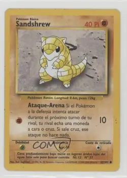 Sandshrew Spanish Pokemon Base Set #62 1999 READ - Image 1