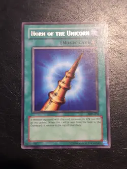 Yu-Gi-Oh! RARE CARD HORN OF THE UNICORN MRL-054 1996 VINTAGE PRINT VLP - Image 1