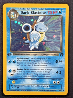 1st Edition Dark Blastoise 3/82 Team Rocket Pokemon Card Holo Foil Rare MP - Image 1