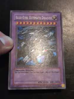 Yu-Gi-Oh! SECRET RARE HOLO CARD BLUE-EYES ULTIMATE DRAGON RP01-EN000 1996 LP - Image 2