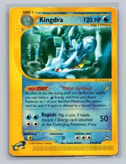Kingdra 19/147 Aquapolis Pokemon Card Regular Rare Pokemon Warped Wavey HP - Image 1