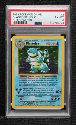 Blastoise Holo Shadowless Pokemon Base Set PSA 6 1999 - Image 1
