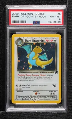 Dark Dragonite Holo Pokemon Team Rocket PSA 8 2000 - Image 1