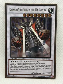 Yugioh! Karakuri Steel Shogun MDL 00X "Bureido" GLD5-EN035 Gold Rare Limited Ed - Image 1