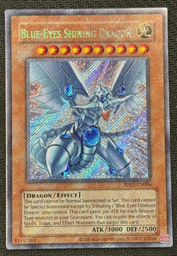 Yugioh! Blue-Eyes Shining Dragon Secret Rare Near Mint RP02-EN096 (Reprint) - Image 1