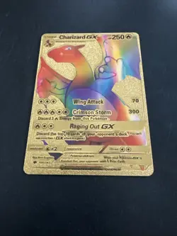 Charizard GX Rainbow Gold Metal Card Collectible Display - Image 1