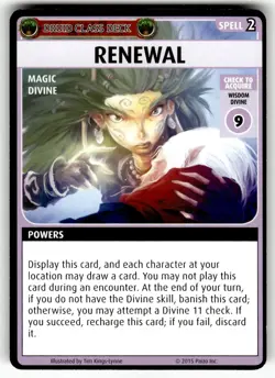2015 Paizo Pathfinder Adventure Game Card Spell - Renewal - Image 1