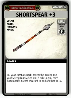 2015 Paizo Pathfinder Adventure Game Card Weapon - Short Spear +3 - Image 1
