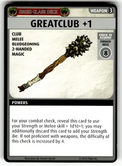2015 Paizo Pathfinder Adventure Game Card Weapon - Greatclub +1 - Image 1