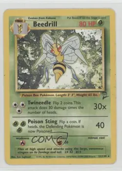 Beedrill Pokemon Base Set 2 #21 2000 READ - Image 1