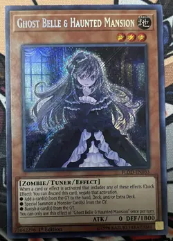 1x Yugioh Ghost Belle & Haunted Mansion FLOD-EN033 Secret Rare 1st Edition NM - Image 1