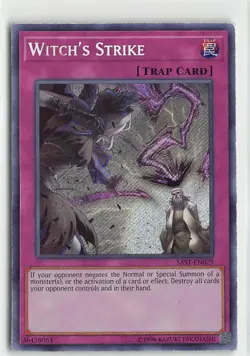 YuGiOh Savage Strike Unlimited Foil Secret Rare #SAST-EN079 Witch's Strike MP-HP - Image 1
