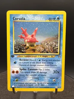 Corsola 37/75 Neo Discovery 1st Edition Pokemon Card Uncommon 2001 WotC Vintage - Image 1