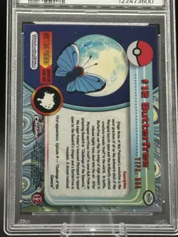 Butterfree #12 - 2000 Topps Chrome Pokemon TV Card - PSA 9 Mint - Image 2