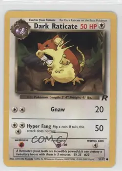 Dark Raticate Pokemon Team Rocket #51 2000 READ - Image 1