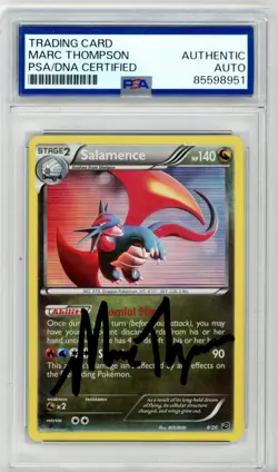 PSA Signed Marc Thompson Pokemon TCG Salamence 8/20 Dragon Vault Holo Rare - Image 1