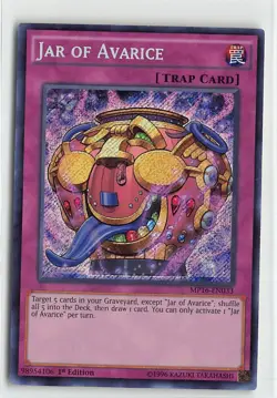 YuGiOh 2016 Mega-Tins Mega Pack Foil Secret Rare #MP16-EN033 Jar of Avarice HP - Image 1