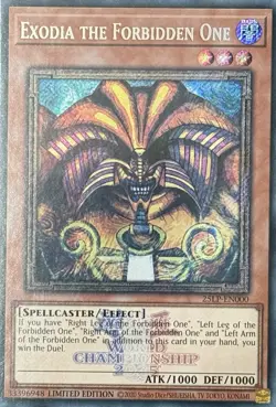 Yugioh! Exodia the Forbidden One EMBLAZONED SECRET 25LP-EN000 WORLD CHAMPIONSHIP - Image 1