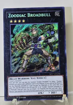 Zoodiac Broadbull MP17-EN206 Secret Rare 1st Edition Yugioh TCG NM/M - Image 1