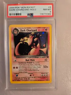 2000 POKEMON ROCKET #4 DARK CHARIZARD-HOLO PSA 8 - Image 1