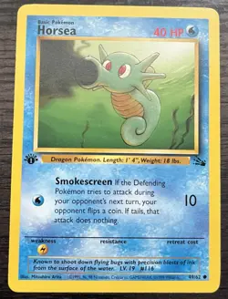 1st Edition Horsea 49/62 Pokemon TCG WOTC Base Set Fossil LP - Image 1