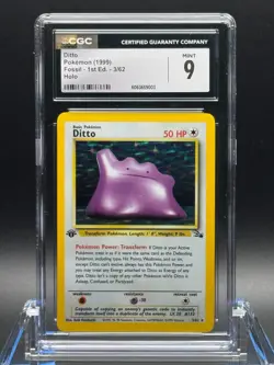 CGC 9 MINT ✨ - Ditto 3/62 Fossil 1st Edition Holo - 1999 Pokemon - Image 1