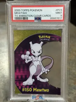 PSA MINT 9 - #150 MEWTWO - 2000 Topps Pokemon - TV Animation Clear Card #PC5 - Image 1