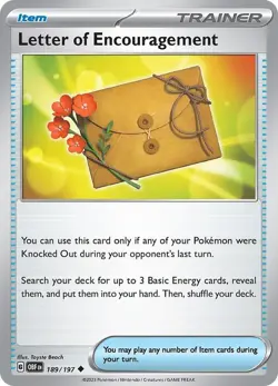 Letter of Encouragement 189/197 Reverse Holo LP-NM - Pokemon TCG Obsidian OBF - Image 3