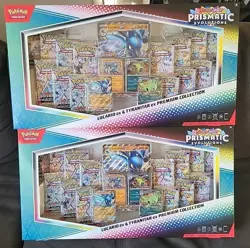 2 x Pokemon Prismatic Evolutions Lucario EX and Tyranitar EX Premium Collection - Image 1
