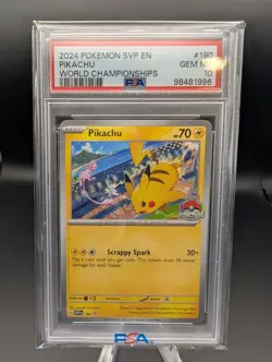 2024 Pokemon SVP EN-SV Black Star Promo Pikachu #190 World Championships PSA 10 - Image 3