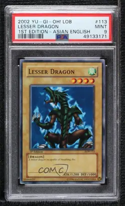 Lesser Dragon 1st Ed. Asian American Back YuGiOh Legend of Blue Eyes White PSA 9 - Image 1