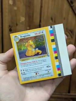 Pokemon Wizards Of The Coast Fossil Dragonite Holo NFC Miscut Error - Image 1