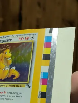 Pokemon Wizards Of The Coast Fossil Dragonite Holo NFC Miscut Error - Image 3