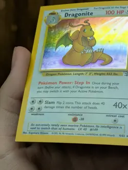 Pokemon Wizards Of The Coast Fossil Dragonite Holo NFC Miscut Error - Image 4