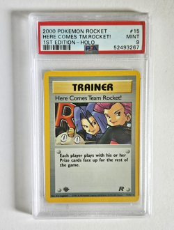 2000 Pokemon Team Rocket - Holo #15 Here Comes Team Rocket! 1st Edition PSA 9 - Image 1