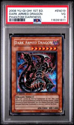 PSA 3 1ST EDITION Secret Rare Dark Armed Dragon PTDN-EN019 2008 YUGIOH - Image 1