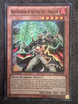 Yugioh Brotherhood of the Fire Fist-Swallow CBLZ-EN027 Super Rare 1st Edition NM - Image 1