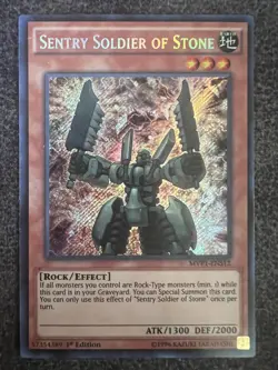 Yugioh Sentry Soldier of Stone MVP1-ENS12 Secret Rare 1st Edition NM - Image 1